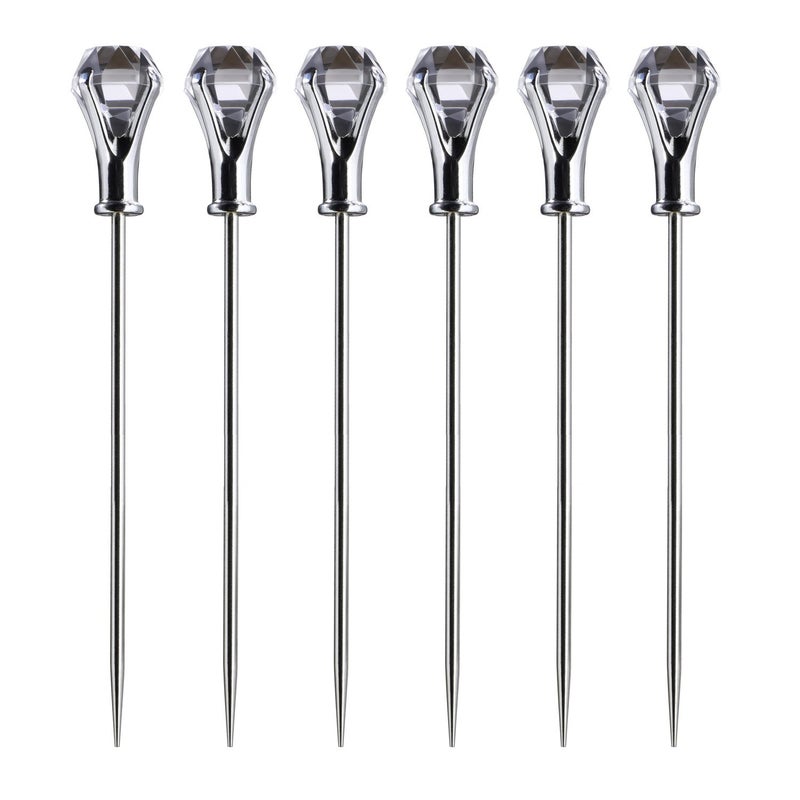 Prodyne Diamond Head Martini Picks, Set of 6, Clear - Image 4